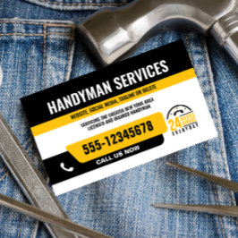 TARJETA DE VISITA HANDYMAN FIX IT GUIÓN URGENTE REPARACIÓN AMARILLO 