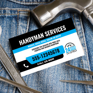 Tarjeta De Visita HANDYMAN FIX IT GUY URGENTE REPARACIÓN Azul NEGRO