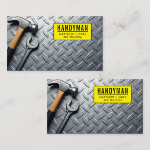 Tarjeta De Visita Handyman - Fondo Metalizado industrial con herrami