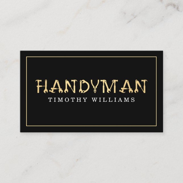 Tarjeta De Visita Handyman Gold y Black Modern (Anverso)