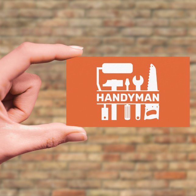 Tarjeta De Visita Handyman - Herramientas de hardware Naranja de mon (Handyman - Hardware Tools Monogram Orange Business Card)