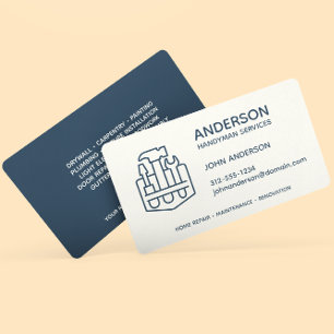 Tarjeta De Visita Handyman Home Reparation Business Indigo Blue Pers
