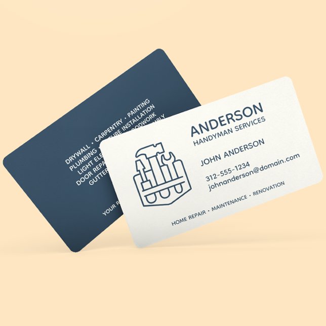 Tarjeta De Visita Handyman Home Reparation Business Indigo Blue Pers (Subido por el creador)