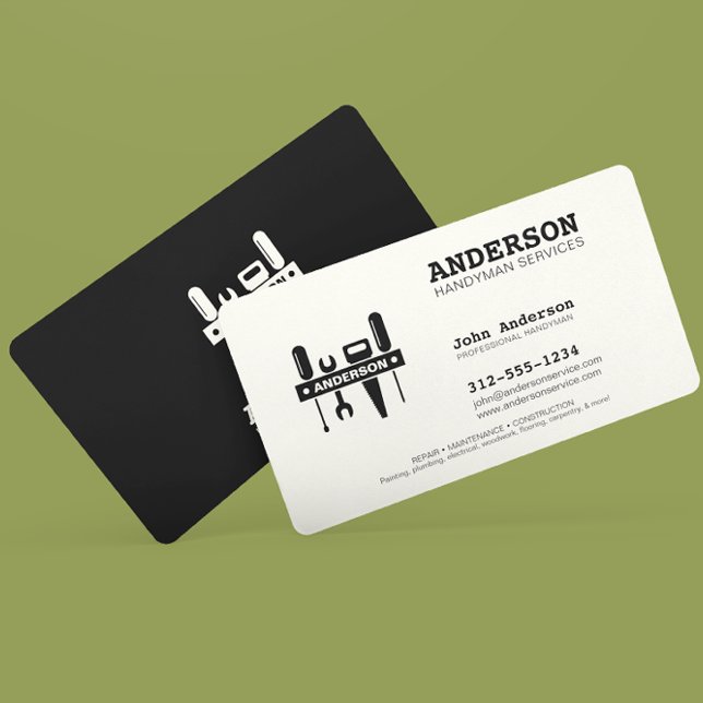 Tarjeta De Visita Handyman Home Repare Business Personalizado Black  (Subido por el creador)