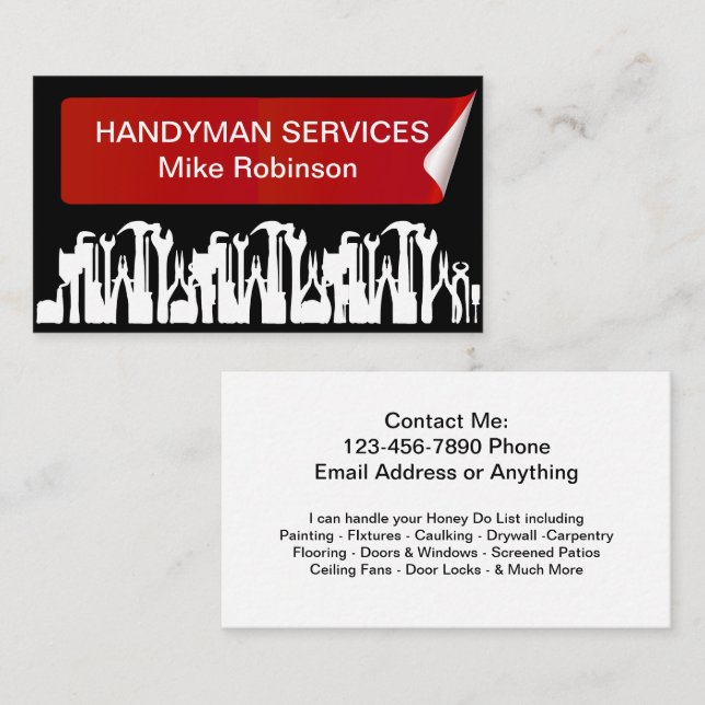 Tarjeta De Visita Handyman Home Services (Anverso / Reverso)