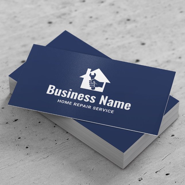 Tarjeta De Visita Handyman House Repair Service Plain Navy Blue (Subido por el creador)