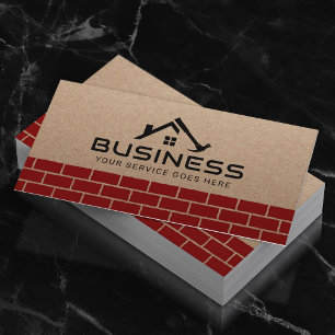 Tarjeta De Visita Handyman House Reparation Service Red Bricks Kraft