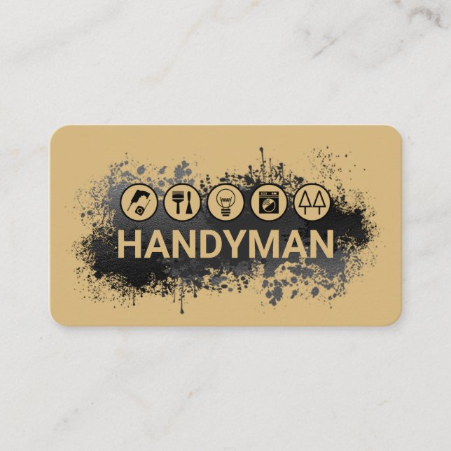 Tarjeta De Visita Handyman In Paint Splatter (Anverso)