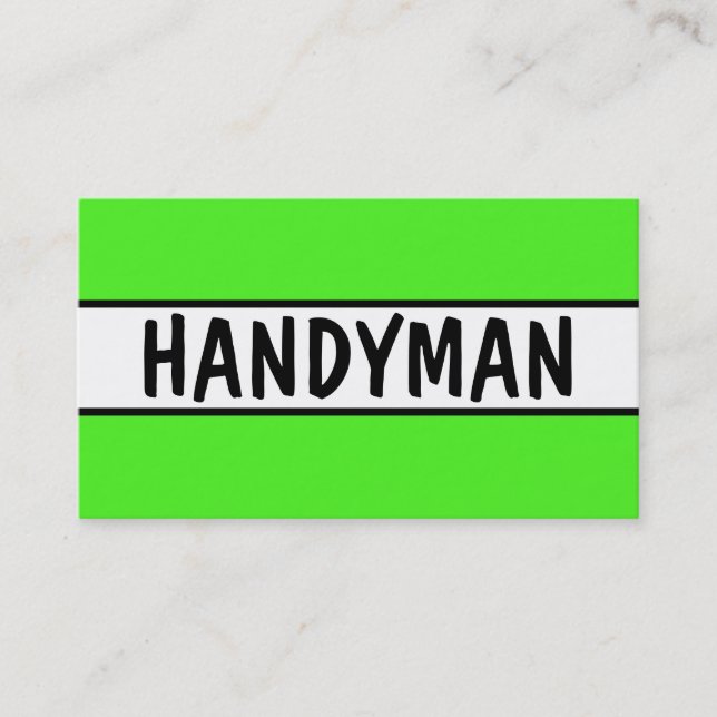 Tarjeta De Visita Handyman Neon Green Business Card (Anverso)