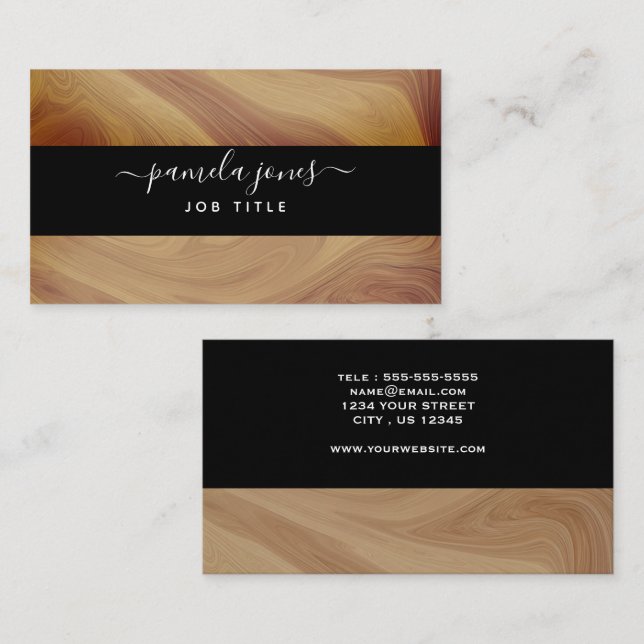 Tarjeta De Visita Handyman profesional de firma y negro y madera (Anverso / Reverso)