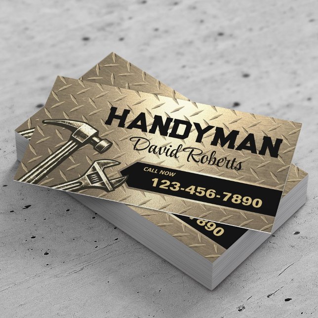 Tarjeta De Visita Handyman Repair & Maintenance Service Modern Gold (Subido por el creador)