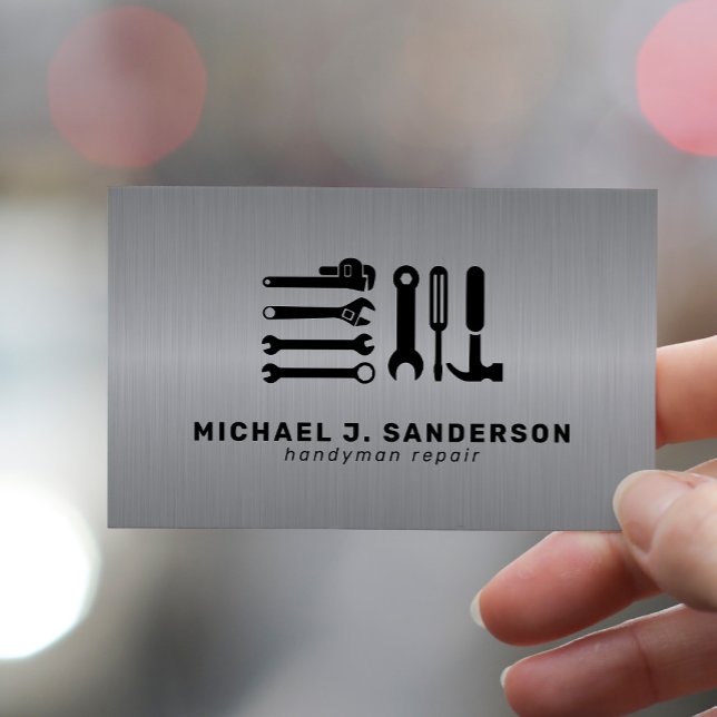 Tarjeta De Visita Handyman repair maintenance service steel metal (Subido por el creador)