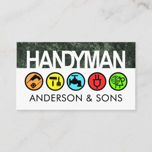 Tarjeta De Visita Handyman Signage On Dirty Walls (Anverso)
