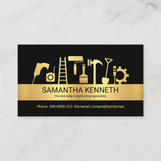 Tarjeta De Visita Handyman Tools Gold Stristrip Contractor