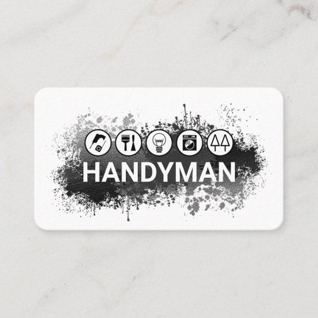 Tarjeta De Visita Handyman Tools In Paint Splatter (Anverso)