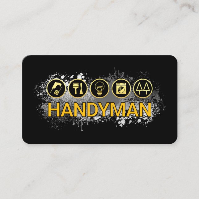 Tarjeta De Visita Handyman Tools On Paint Splatter (Anverso)