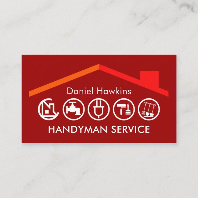 Tarjeta De Visita Handyman Tools Rooftop Building (Anverso)