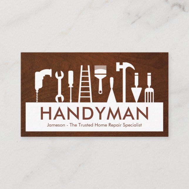 Tarjeta De Visita Handyman Tools Silhouette Placard (Anverso)