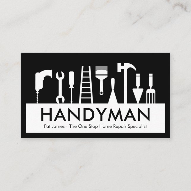 Tarjeta De Visita Handyman Tools Silhouette Placard (Anverso)