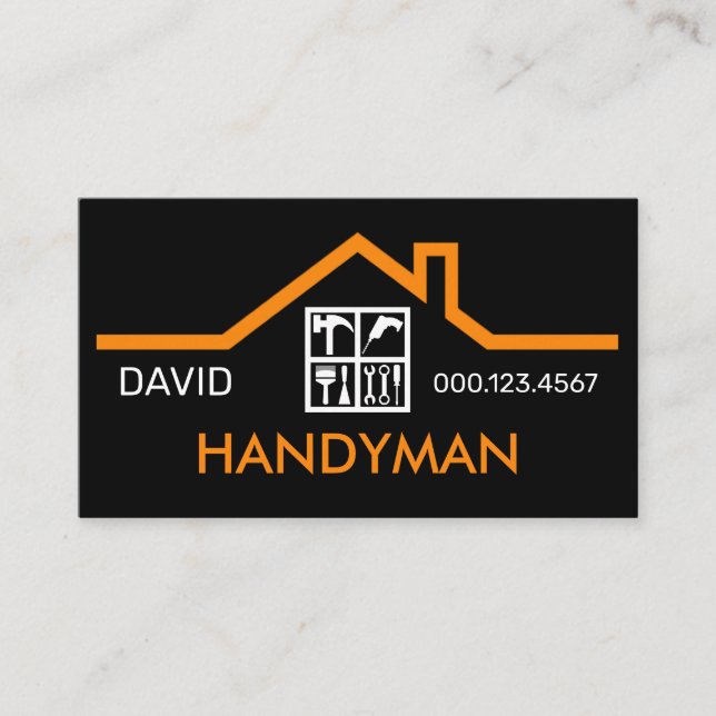 Tarjeta De Visita Handyman Window Frame Rooftop Building (Anverso)