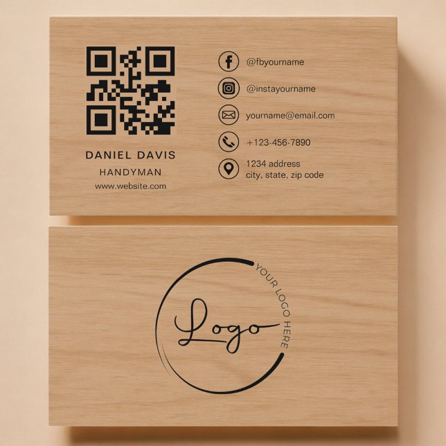 Tarjeta De Visita Handyman Wood Professional QR Code (Subido por el creador)