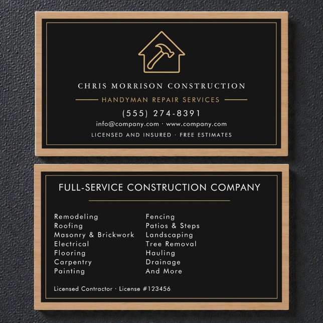 Tarjeta De Visita Handyman Wood Texture (Subido por el creador)