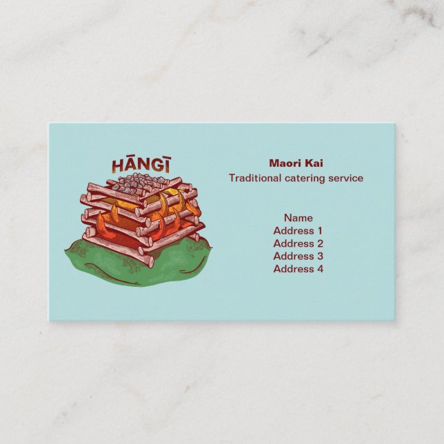Tarjeta De Visita Hangi Maori Cocinar Comida Kai (Anverso)