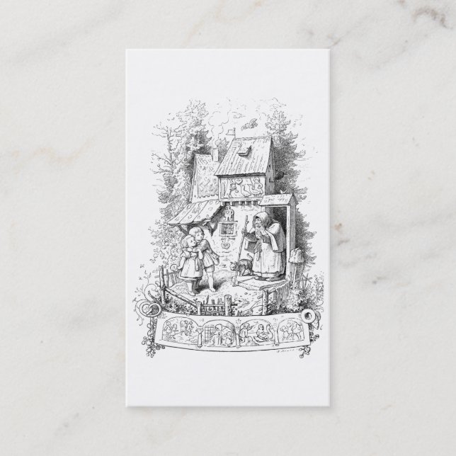 Tarjeta De Visita Hansel y Gretel se encuentran con la bruja (Anverso)