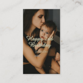 Tarjeta De Visita Happy 2nd birthday kids baby mother yellow gray na