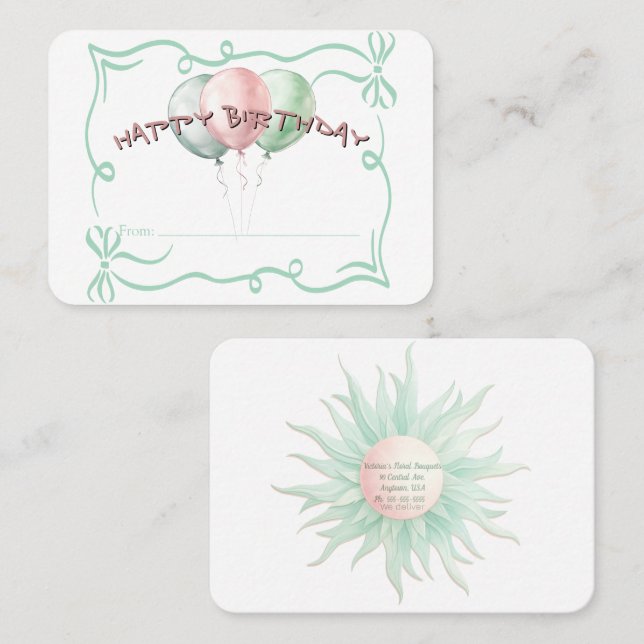 Tarjeta De Visita HAPPY BIRTHDAY Balloons Florist Gift Card (Anverso / Reverso)