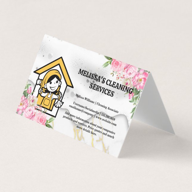 Tarjeta De Visita Happy Cleaner | Jabón | Flores (Anverso)