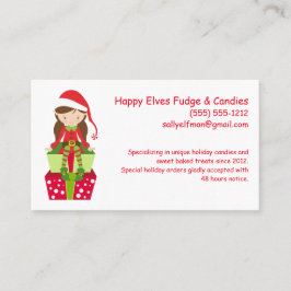 Tarjeta De Visita Happy Elf Personalizable Small Business Bakery Can