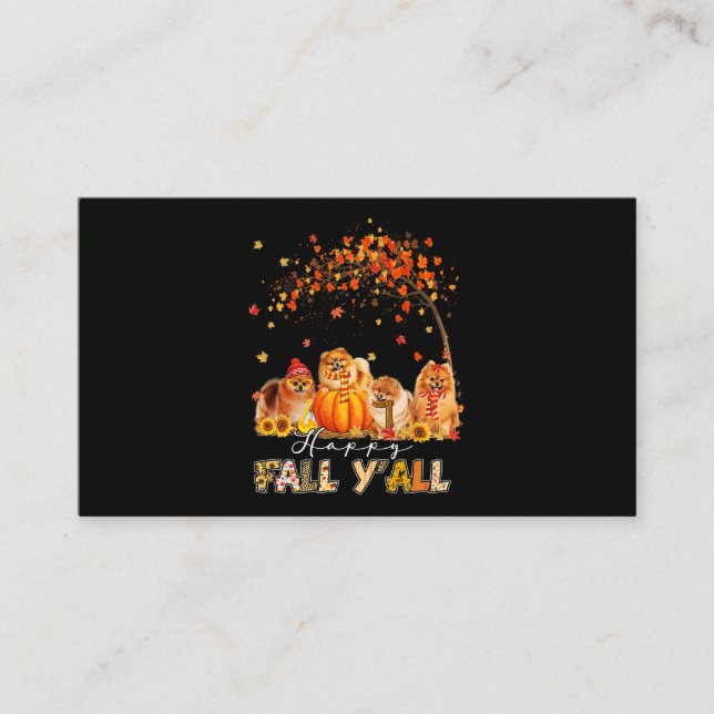 Tarjeta De Visita Happy Fall Yall Pomeranian Autumanian Lover Pumpki (Anverso)