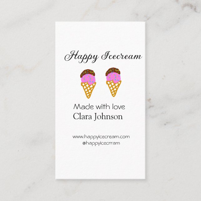 Tarjeta De Visita Happy Icecream add name website social media  (Anverso)