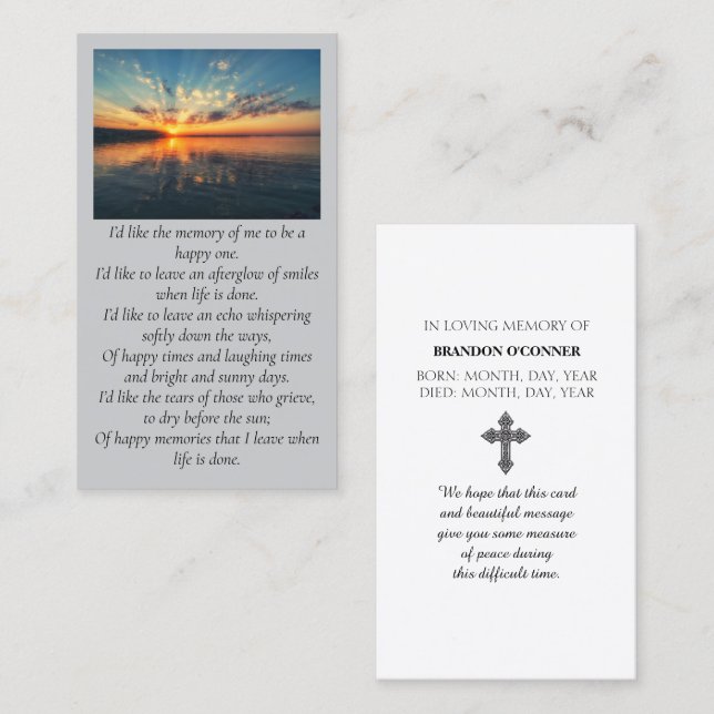 Tarjeta De Visita Happy Memory Purple Oange Yellow Blue Sympathy (Anverso / Reverso)