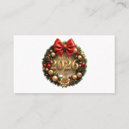 Tarjeta De Visita happy new year 2026 elegant wreath business card