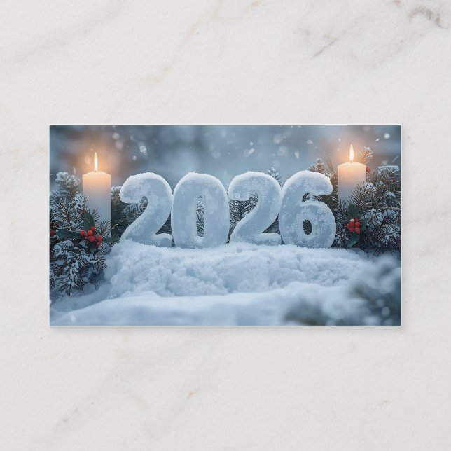 Tarjeta De Visita happy new year 2026 frosty elegant business card (Anverso)