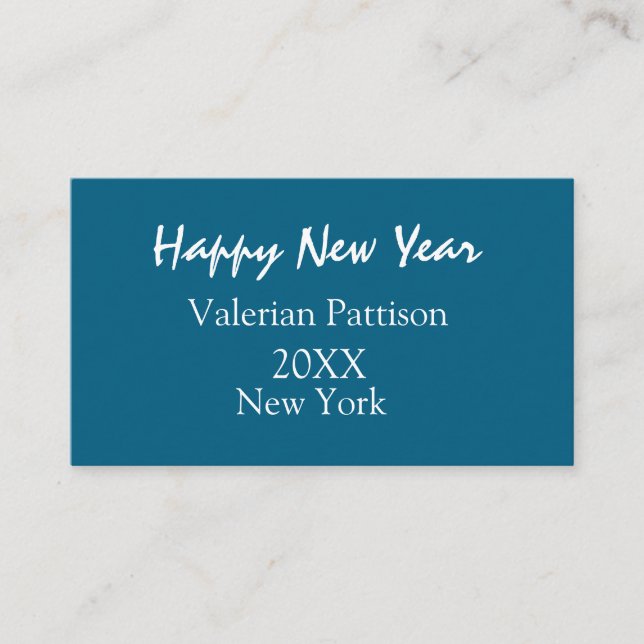 Tarjeta De Visita Happy new year blue name place year boho simple  (Anverso)