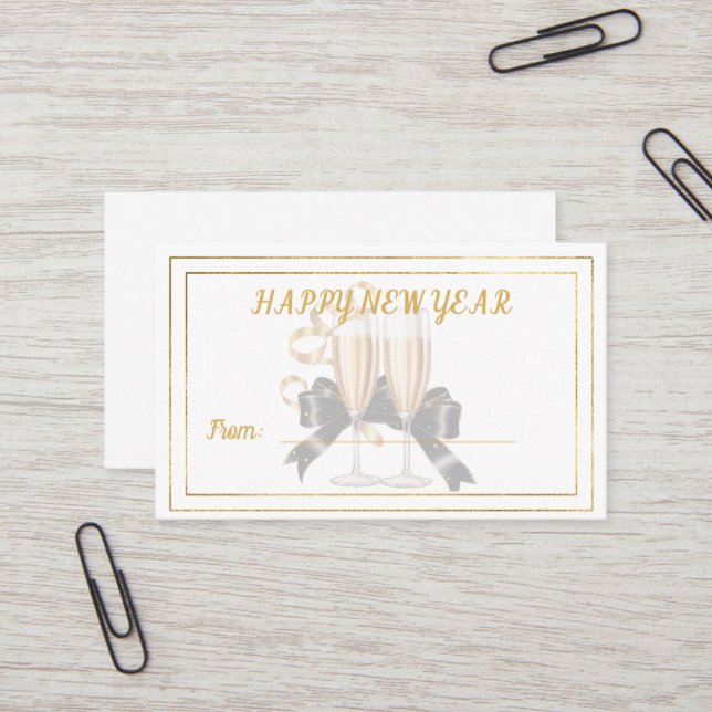 Tarjeta De Visita Happy New Year Champagne Gift Card (Anverso/Reverso In Situ)