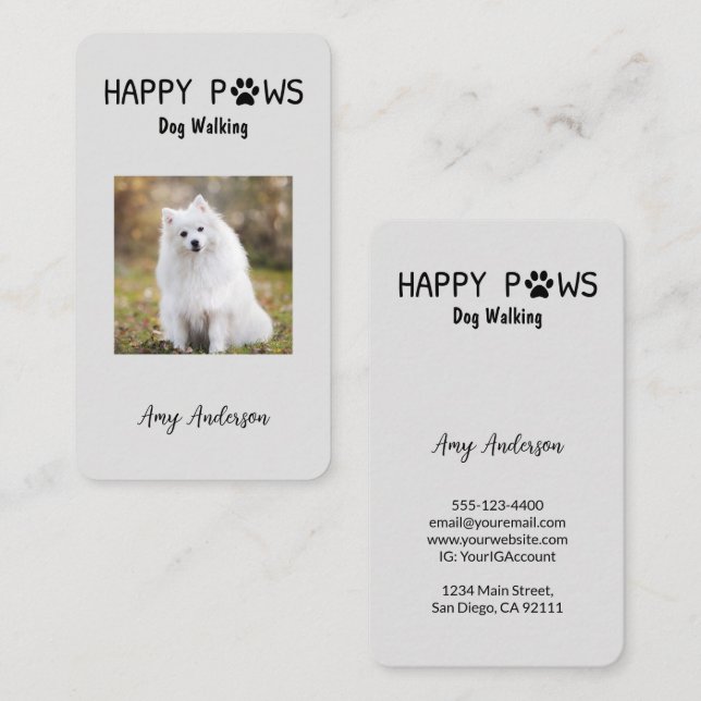 Tarjeta De Visita Happy Paws Dog Walking / Sitting Business Card (Anverso / Reverso)