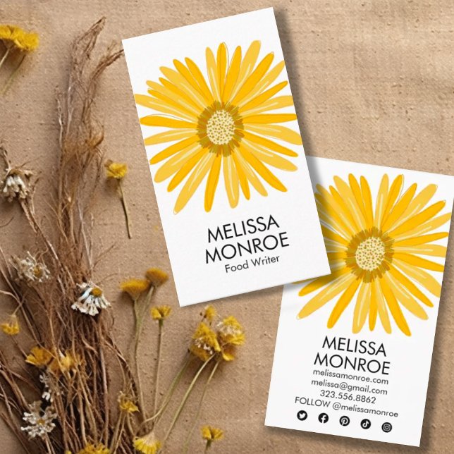 Tarjeta De Visita Happy Yellow Daisy ilustró los iconos de los medio (Subido por el creador)