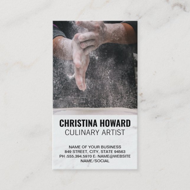 Tarjeta De Visita Harina | Chef Rolling Dough (Anverso)