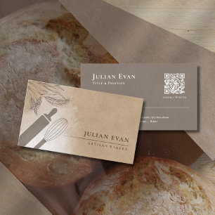 Tarjeta De Visita Harina Rústica Batidor Pastelero Panadería Artesan
