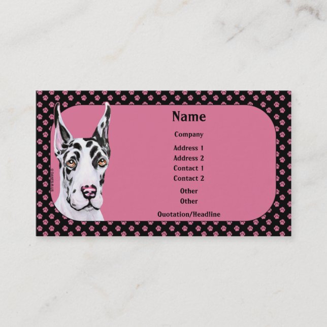 Tarjeta De Visita Harle Pup Great Dane Business Card (Anverso)