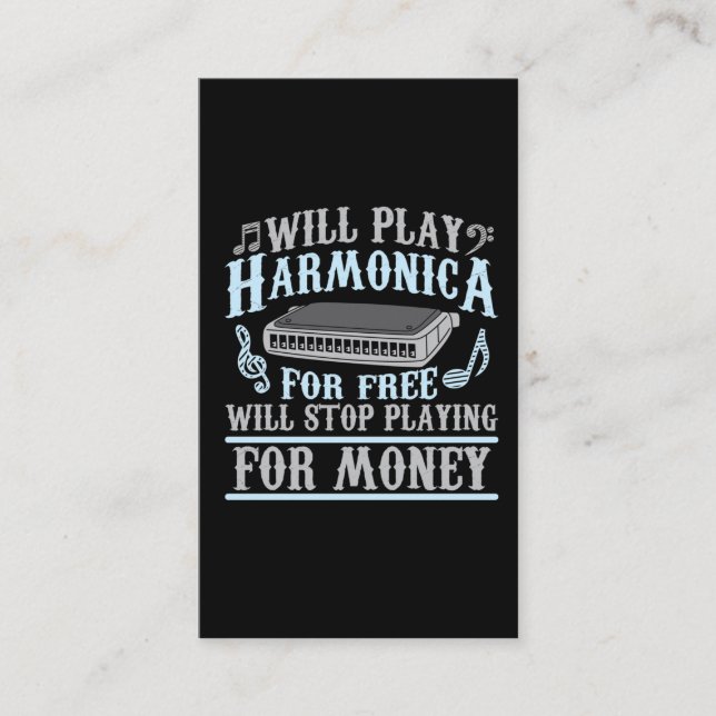 Tarjeta De Visita Harmonica Player Blues Music French Harp Lover (Anverso)