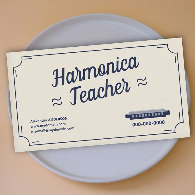 Tarjeta De Visita Harmonica Teacher - Vintage (Harmonica Teacher - Vintage Business Card)