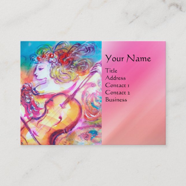 Tarjeta De Visita HARMONY TRIO SPRING CONCERT MONOGRAM ,Negro Pink (Anverso)