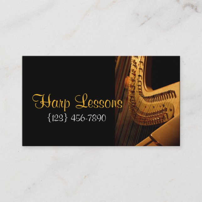 Tarjeta De Visita Harp Lessons Music Business Card (Anverso)