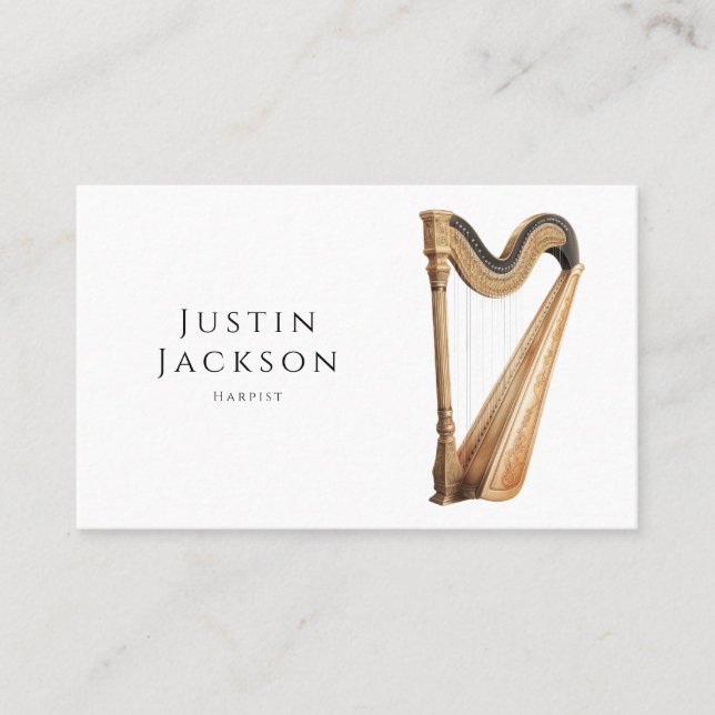 Tarjeta De Visita Harpist Performer Music Teacher (Anverso)