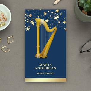 Tarjeta De Visita Harpist Profesional del Arpa de Confetti de Oro